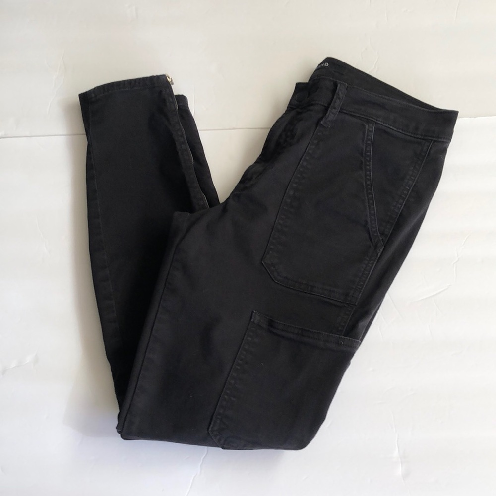 J Brand Cargo Black Zipper Ankle Skinny Jeans